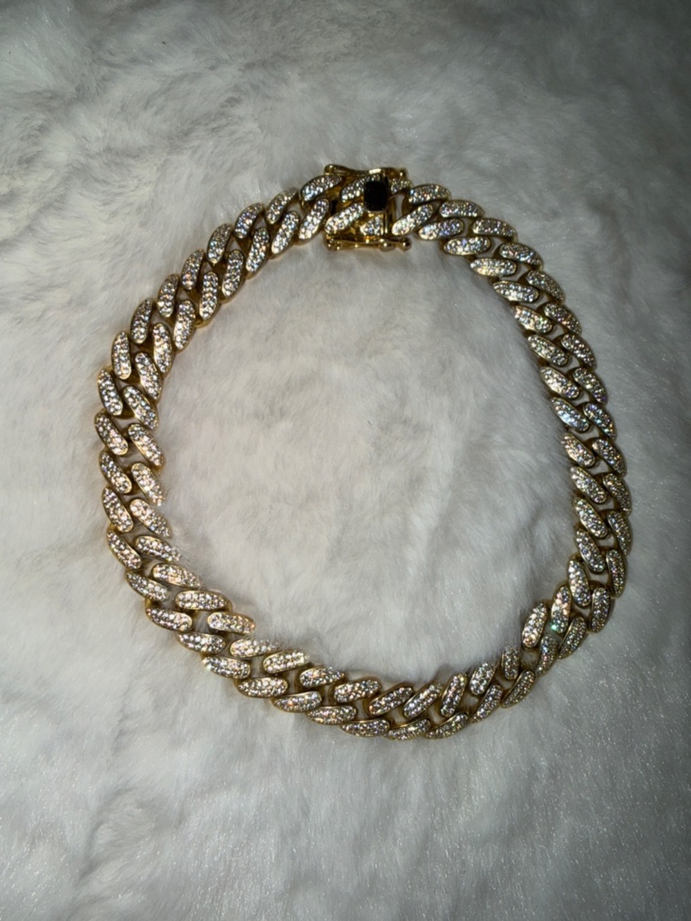 Gold-Tone Cuban Link Bracelet with Crystal Pavé Necklace